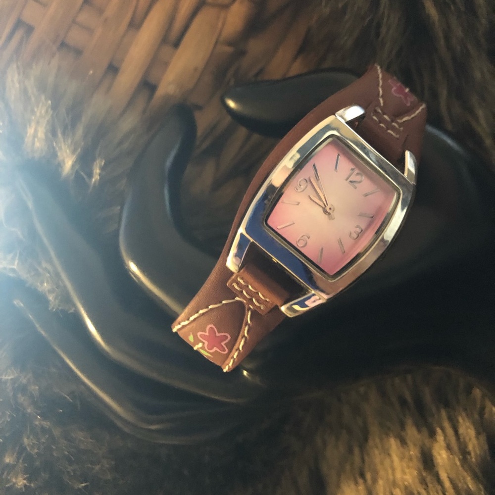Ladies southwest style vegan leather band watch